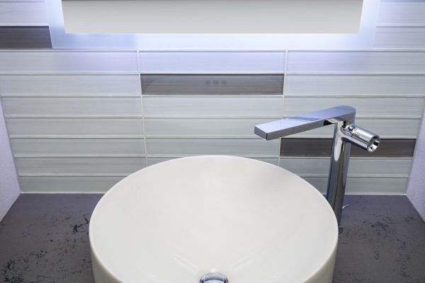 Bathroom sink and tile backsplash detail
